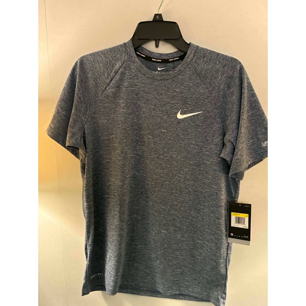 Nike Swim Dri-FIT Heathered Blue Short Sleeve T-Shirt Mens Small NEW